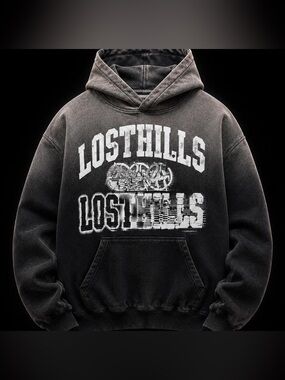 Lost Hills Ombré Washed Black Pullover Hoodie - Size XL - NWT
